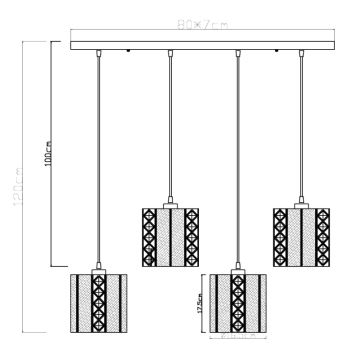 Globo - Подвесная люстра 4xE27/60W/230V золотая/черная