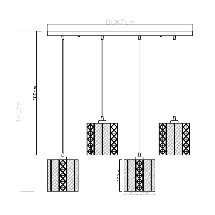 Globo - Подвесная люстра 4xE27/60W/230V золотая/черная