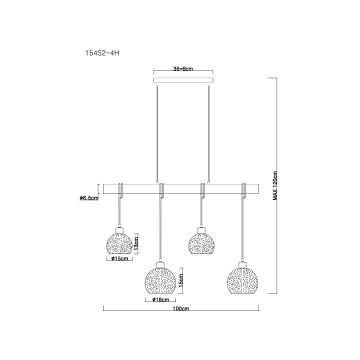 Globo 15452-4H - Люстра на тросе ADAJA 4xE27/40W/230V