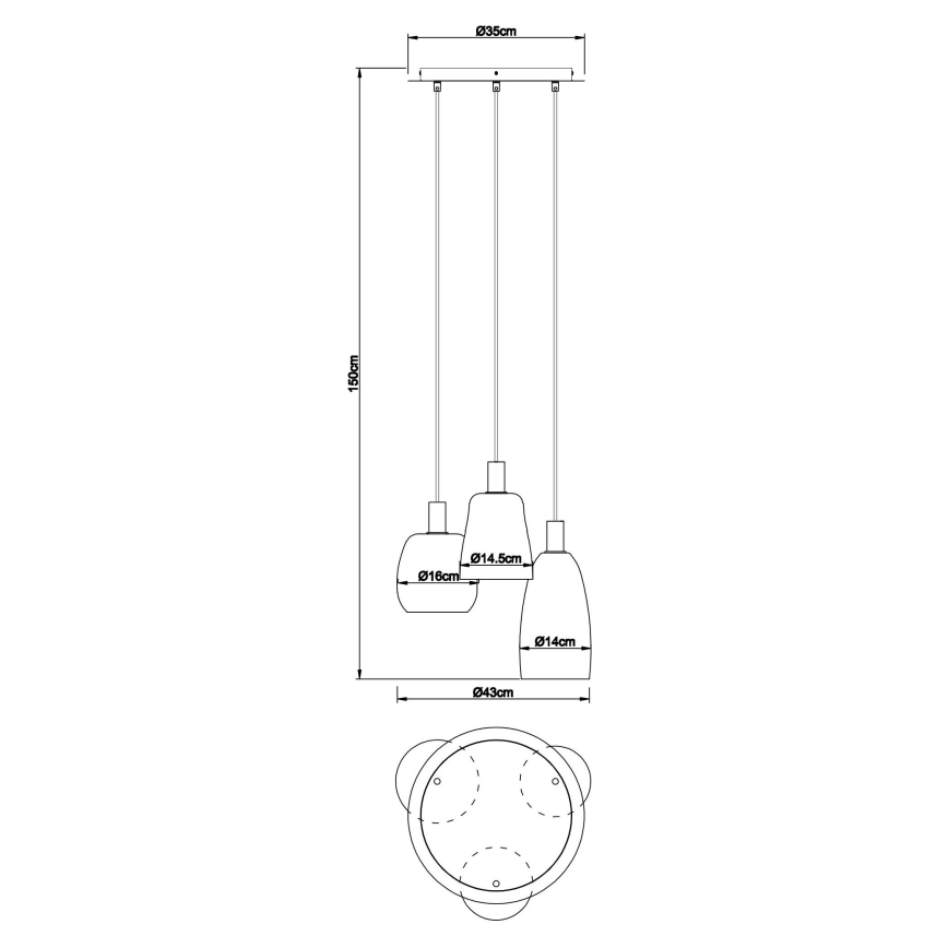 Globo - Подвесная люстра 3xE14/40W/230V латунь