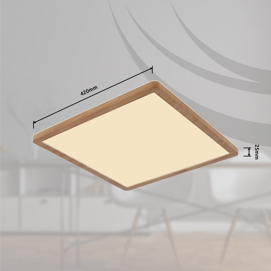 Globo - Светодиодный потолочный светильник для ванной комнаты с регулированием яркости LED/24W/230V 42x42 см IP44 коричневый