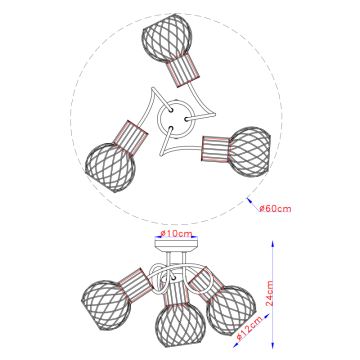 Globo 54013-3 - Припотолочная люстра ARGUSTO 3xE27/40W/230V