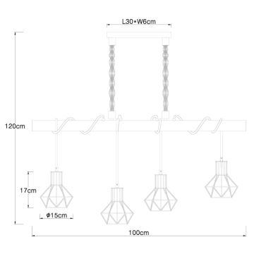 Globo - Підвісна люстра 4xE27/60W/230V