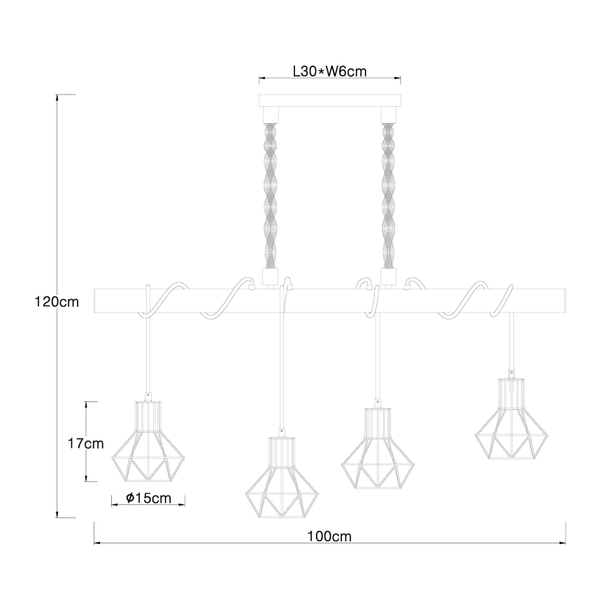 Globo - Підвісна люстра 4xE27/60W/230V