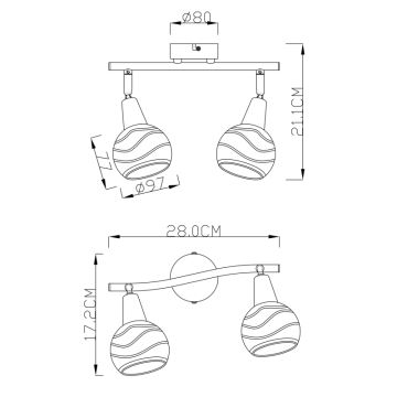 Globo 54341-2 - Светодиодный настенный светильник ELLIOTT 2xE14/4W/230V