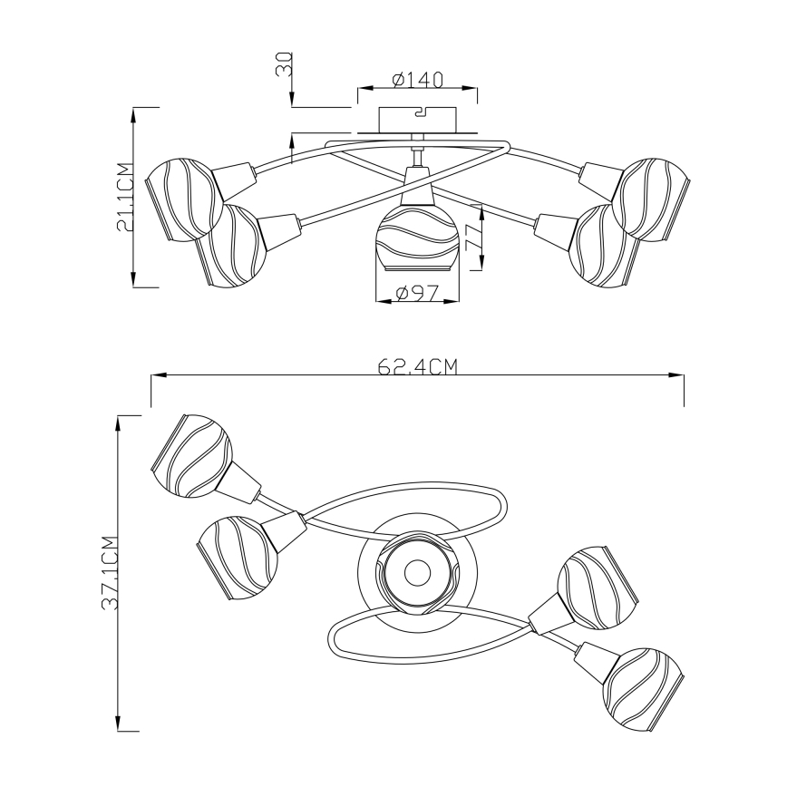 Globo - Світлодіодна пристельова люстра 5xE14/4W/230V