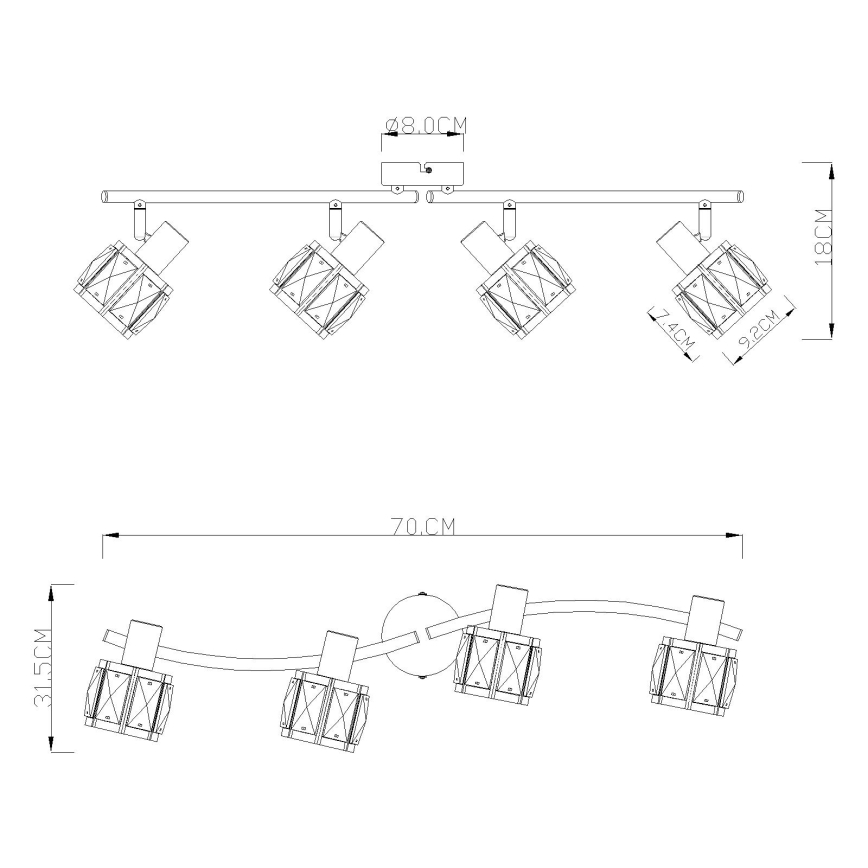 Globo 54356-4 - Прожектор KRIS 4xE14/40W/230V