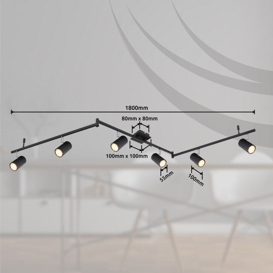 Globo - Точечный светильник 6xGU10/35W/230V черный