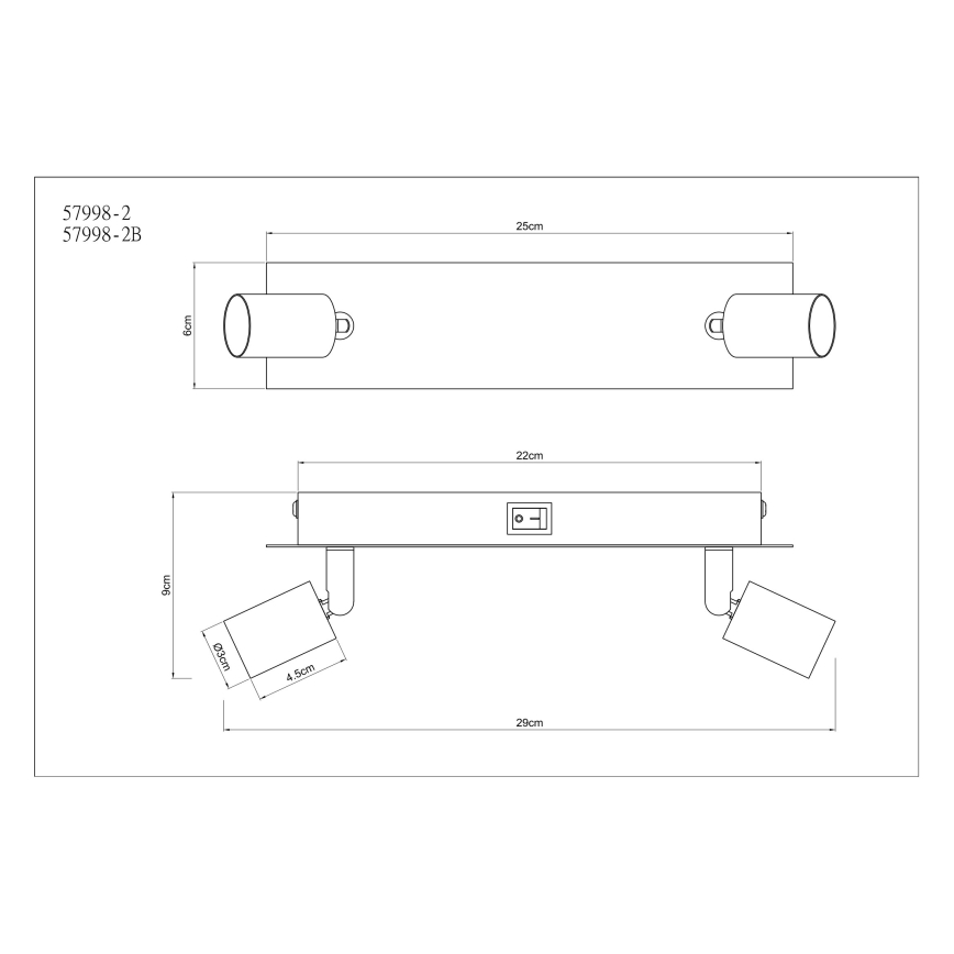 Globo - Точечный светильник 2xGU10/35W/230V черная