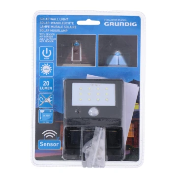 Grundig - Светодиодный светильник на солнечной батарее с датчиком 1xLED/0,25W/1xAA