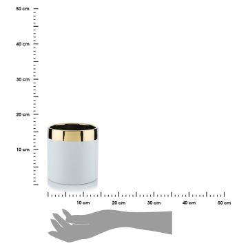 Горщик для квітів керамічний CINDY 13x13 см білий/золотий