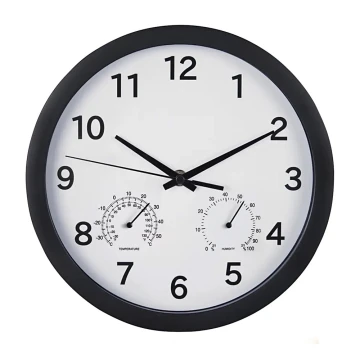 Hama - Настінний годинник з термометром та вимірювач вологості 1xAA чорний/білий