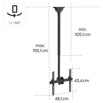 Hama - Стельовий поворотний кронштейн для ТВ 32-65" чорний