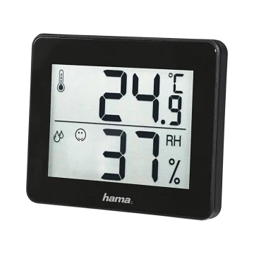 Hama - Кімнатний термометр із гігрометром 1xCR2025 чорний
