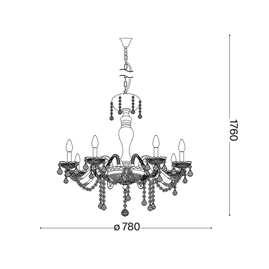 Ideal Lux - Хрустальная подвесная люстра ROSE 8xE14/40W/230V