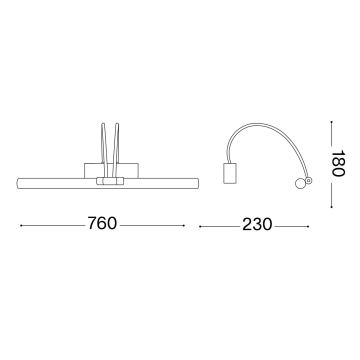 Ideal Lux - Светодиодная подсветка для картин BOW LED/8W/230V 76 см золотистый