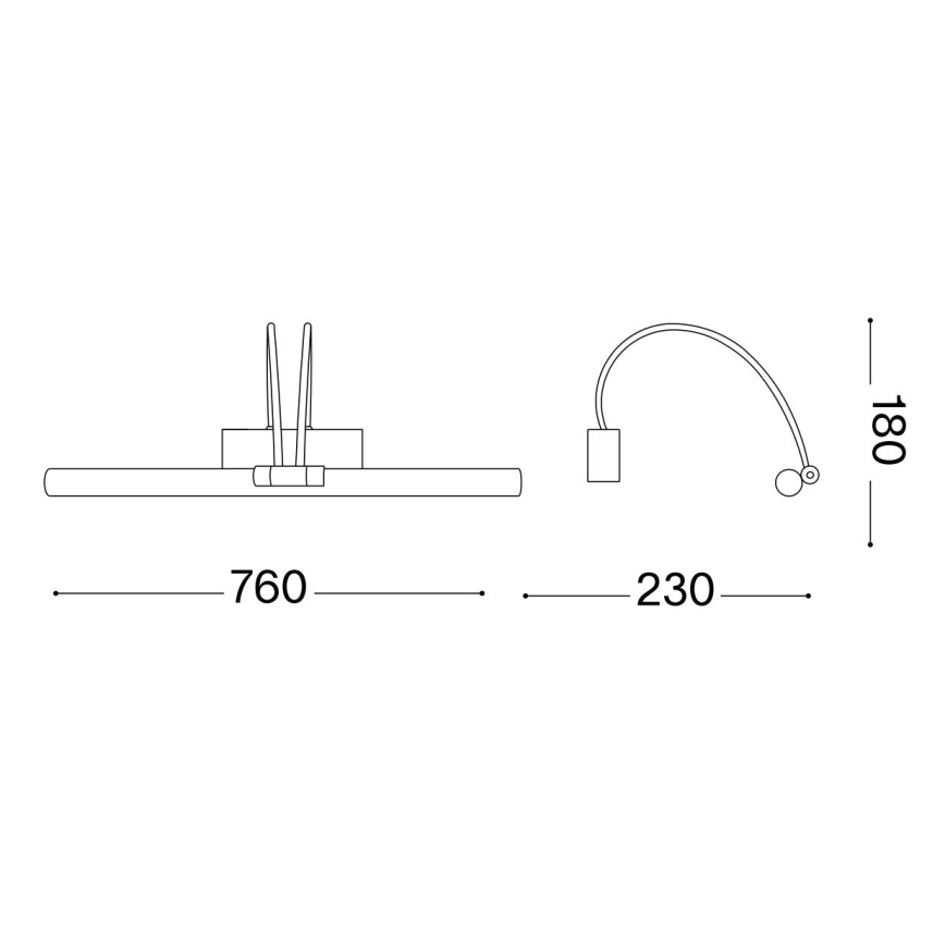 Ideal Lux - Светодиодная подсветка для картин BOW LED/8W/230V 76 см золотистый