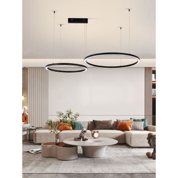 Immax NEO 07216L - Світлодіодна підвісна люстра з регулюванням яскравості FINO LED/93W/230V 60/80 см чорний Tuya + пульт дистанційного керування