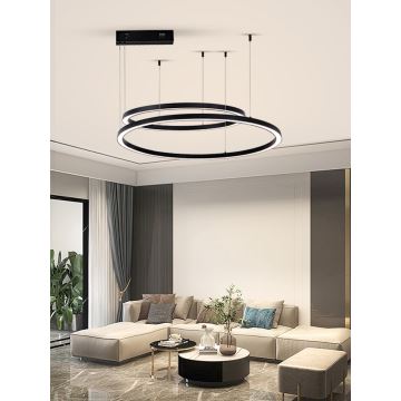 Immax NEO 07216L - Світлодіодна підвісна люстра з регулюванням яскравості FINO LED/93W/230V 60/80 см чорний Tuya + пульт дистанційного керування