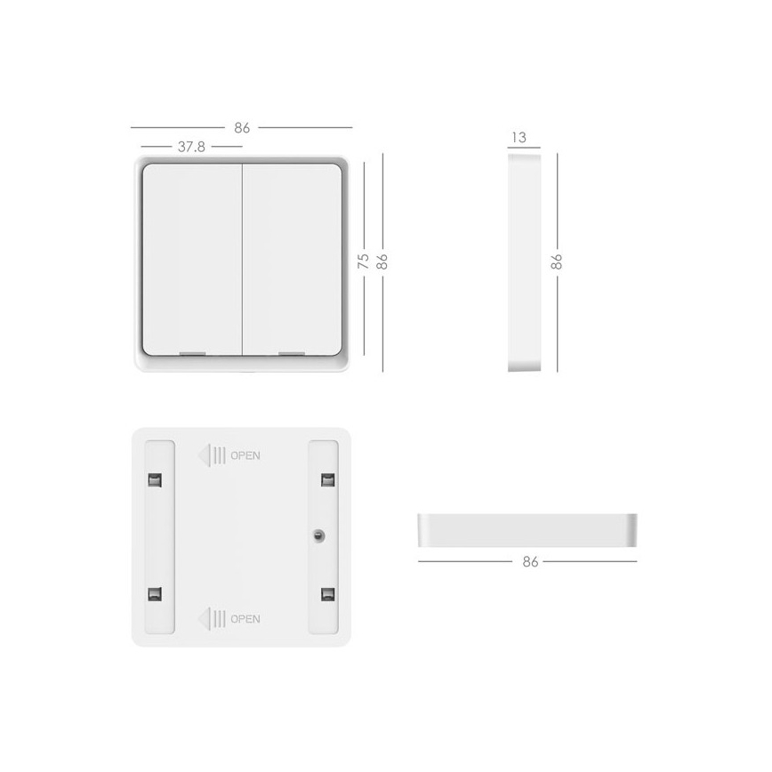 Immax NEO 07507C - НАБОР 3x Выключатель 2-кнопочный SMART 3xCR2430 Zigbee 3.0 Tuya