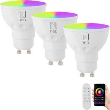 Immax NEO 07724CDO - НАБОР 3x Светодиодная RGB+CCT лампочка с регулированием яркости GU10/6W/230V 2700-6500K Wi-Fi Tuya + дистанционное управление