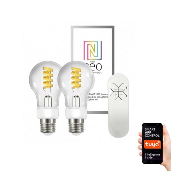 Immax Neo - НАБОР 2x Светодиодная лампочка с регулированием яркости FILAMENT E27/5W/230V 2700-6000K + пульт ДУ