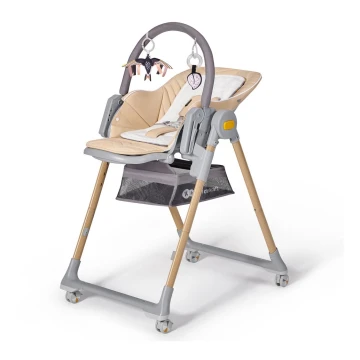 KINDERKRAFT - Дитячий стільчик для годування 2в1 LASTREE бежевий/сірий