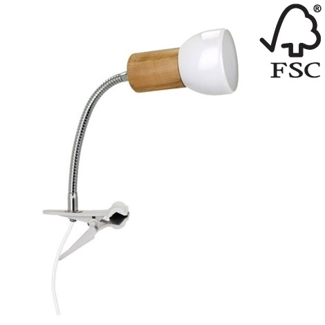 Лампа с зажимом SVENDA 1xE27/60W/230V береза - сертифицировано FSC