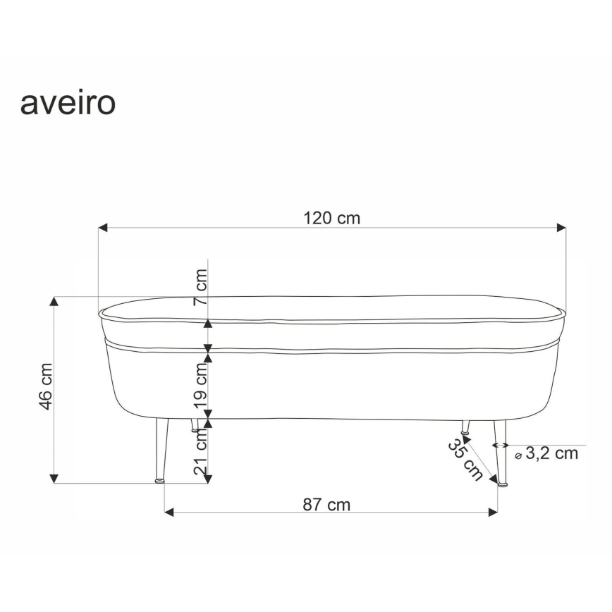 Лавка з місцем для зберігання AVEIRO 46x120 см білий