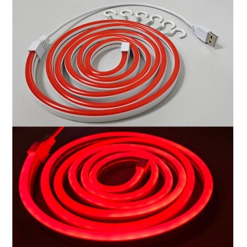 LED Гнучка стрічка NEON LED/5V USB 1,8 м червоний