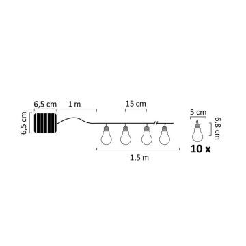 LED Гірлянда на сонячній батареї PARTY 10xLED/1,2V IP44