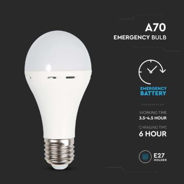 LED Лампа з аварійним режимом роботи A70 E27/9W/230V 4000K