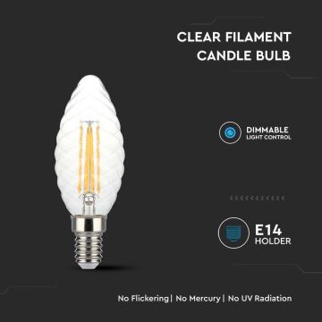 LED лампочка з регулюванням яскравості FILAMENT E14/4W/230V 3000K