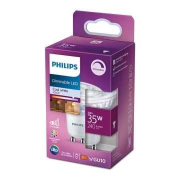 LED Лампочка з регулюванням яскравості Philips GU10/3W/230V 4000K CRI 90