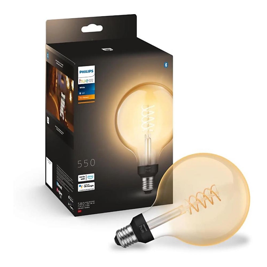 LED Лампочка з регулюванням яскравості Philips Hue WHITE FILAMENT G125 E27/7W/230V 2100K