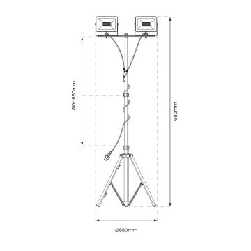 LED Прожектор зі стійкою 2xLED/50W/230V 4000K IP44