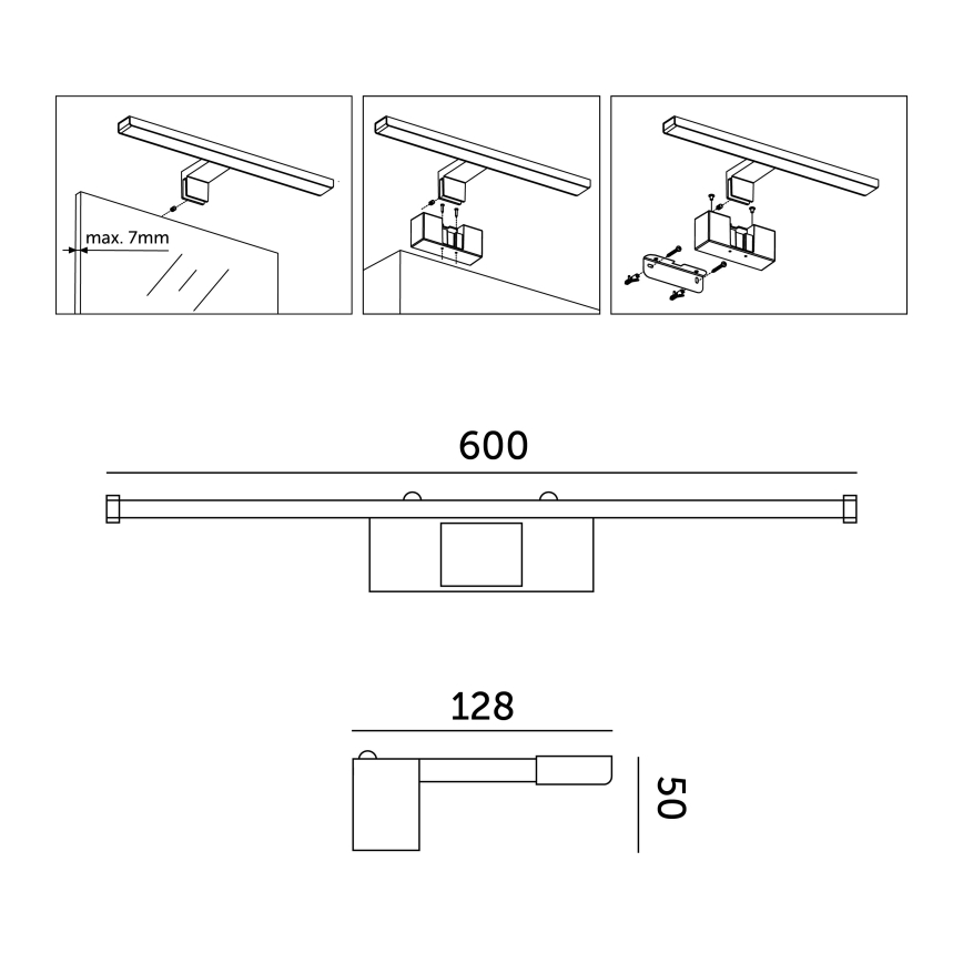 LED Підсвітка для дзеркала для ванної LED/12W/230V 4000K IP44 60 см