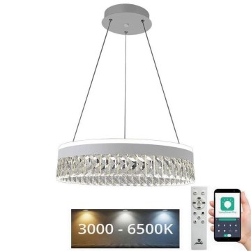 LED Підвісна кришталева люстра з регулюванням яскравості LED/90W/230V 3000-6500K білий + пульт дистанційного керування