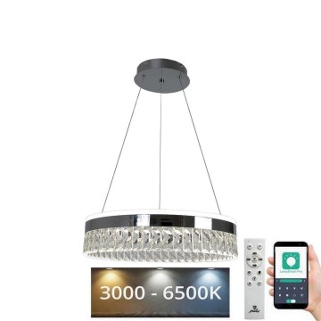 LED Підвісна кришталева люстра з регулюванням яскравості LED/90W/230V 3000-6500K хром + пульт дистанційного керування