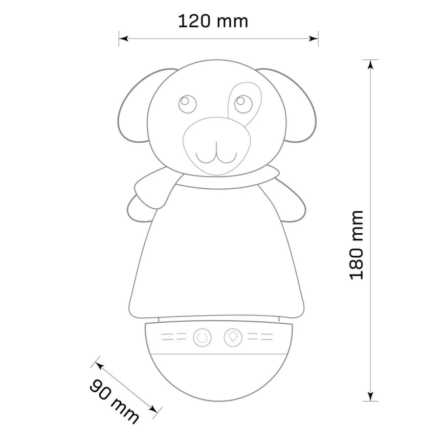 LED RGB Дитячий нічник з мелодією 3xAAA/5V песик