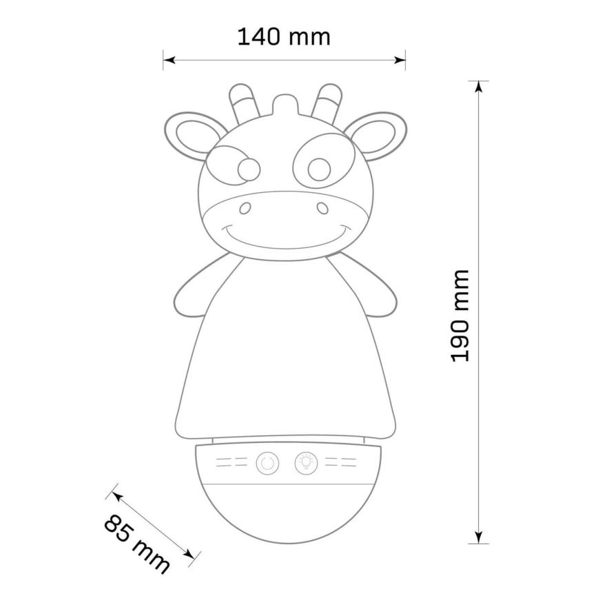 LED RGB Дитячий нічник з мелодією 3xAAA/5V жирафа