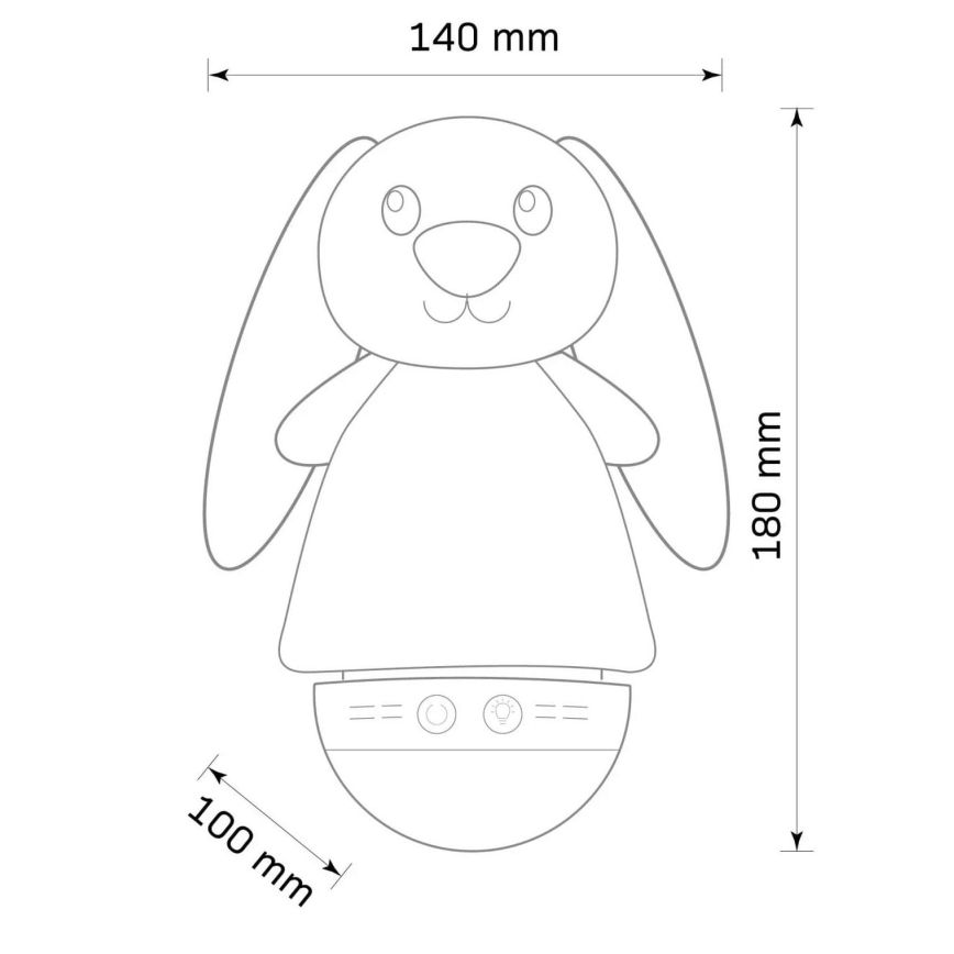 LED RGB Дитячий нічник з мелодією 3xAAA/5V кролик