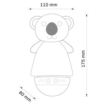 LED RGB Дитячий нічник з мелодією 3xAAA/5V коала