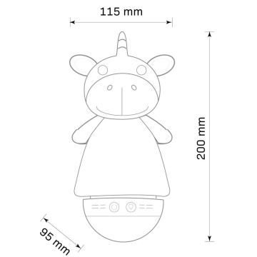 LED RGB Дитячий нічник з мелодією 3xAAA/5V єдиноріг