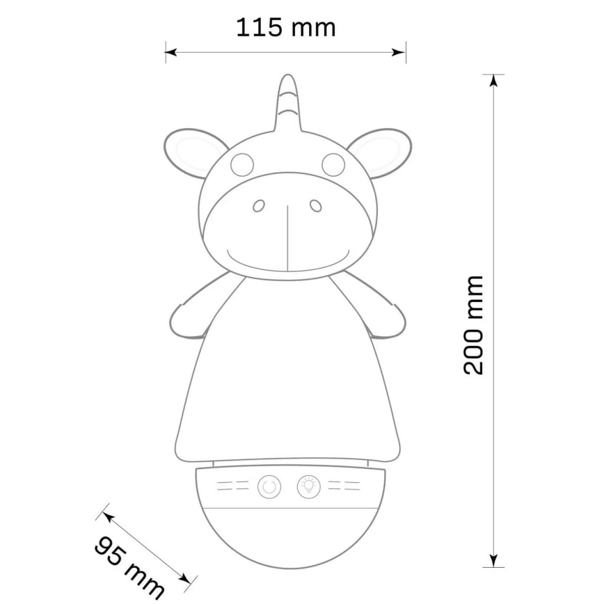 LED RGB Дитячий нічник з мелодією 3xAAA/5V єдиноріг