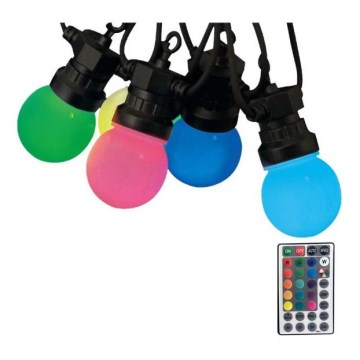 LED RGB Вулична гірлянда STRING 13 м 15xLED/0,5W/230V IP44 + пульт дистанційного керування