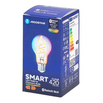 LED RGBW Лампочка FILAMENT A60 E27/4,9W/230V 2700K - Aigostar