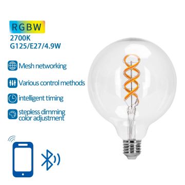 LED RGBW Лампочка FILAMENT G125 E27/4,9W/230V 2700K - Aigostar