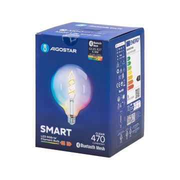 LED RGBW Лампочка FILAMENT G125 E27/4,9W/230V 2700K - Aigostar