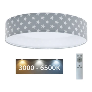 LED стельовий світильник з регулюванням яскравості SMART GALAXY KIDS LED/24W/230V 3000-6500K зірочки сірий/білий + дистанційне керування